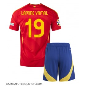 Camisa de time de futebol Espanha Lamine Yamal #19 Replicas 1º Equipamento Infantil Europeu 2024 Manga Curta (+ Calças curtas)